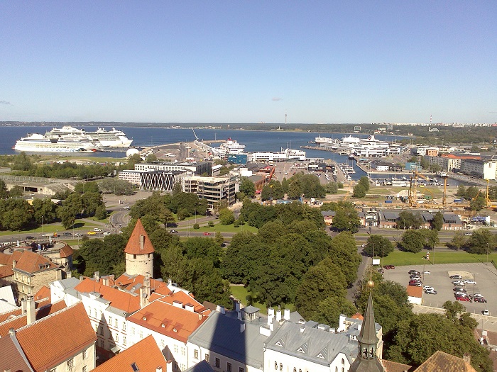 Порт Таллина и Regal Princess c башни церкви Св. Олава